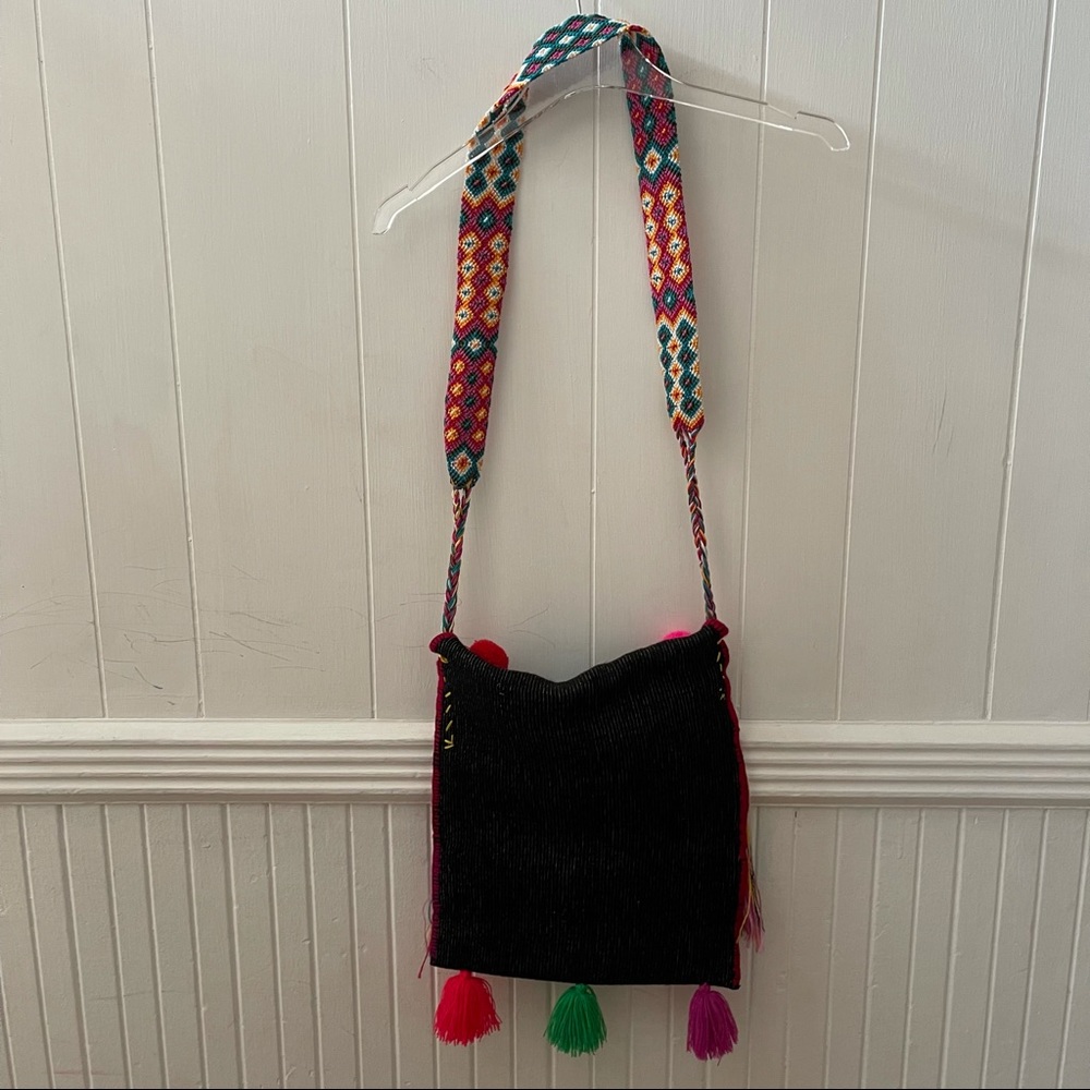 Handmade Mexican Pom Pom Crossbody Bag - Picture 7 of 11